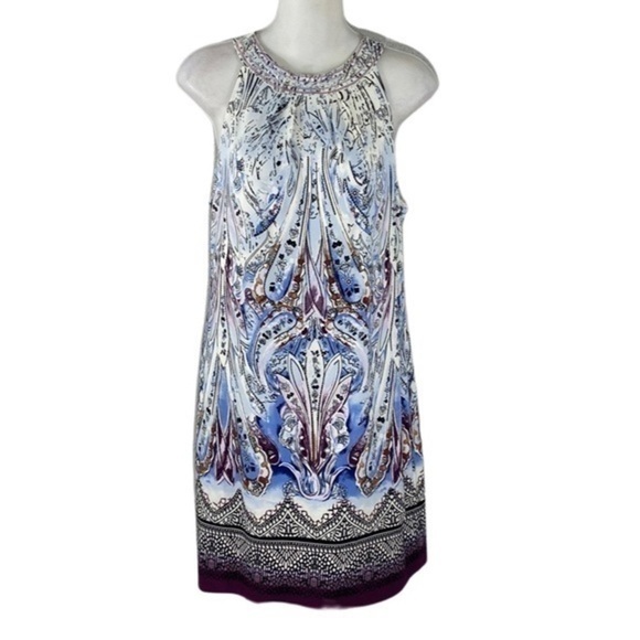 White House Black Market Blue and Purple Strappy-Back Dress - Picture 2 of 13